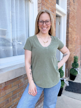 Asher V-Neck Tee Avocado