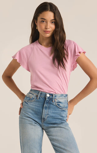 Abby Flutter Tee, Sunset Mauve