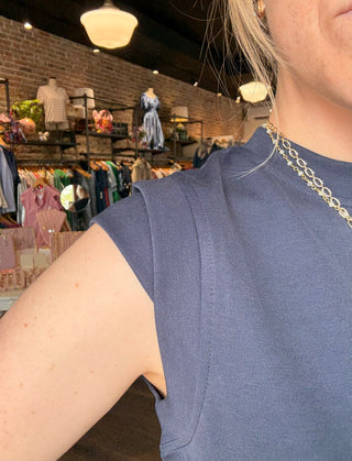 Navy Sleeveless Butter Tee