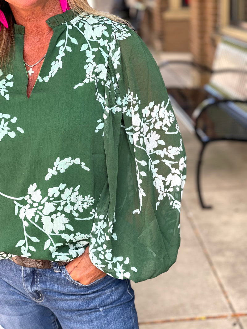 Emy Emerald Floral Top