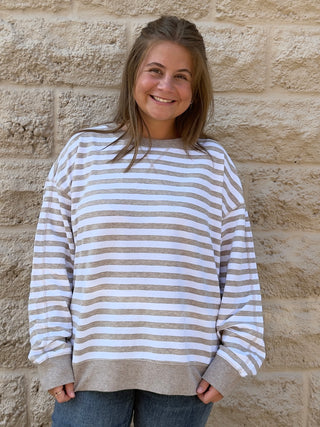 Everyday Striped Crew by Z Supply Heather Ash