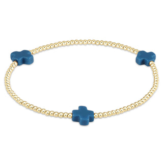 Signature Cross 2mm Gold Navy enewton