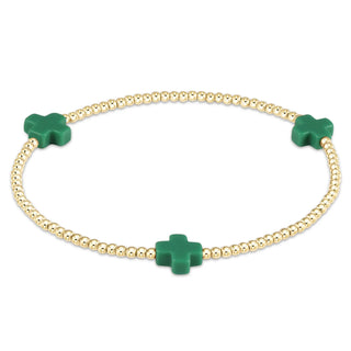 Signature Cross 2mm Gold Emerald enewton