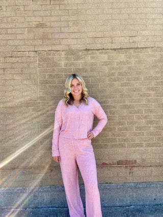 Dawn Smocked Rib Pant Rosebud