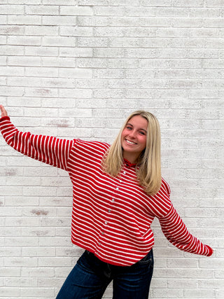 Stripe Sweater Red