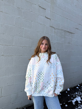 Christmas Holiday Quilted Mockneck Sweatshirt