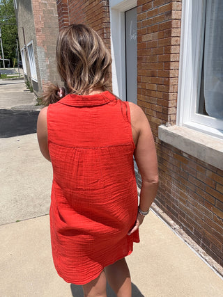 Cabana Red Super Soft Gauze Dress