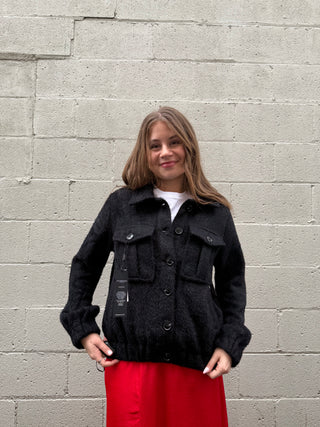 Collared Bomber Jacket Black by Liverpool