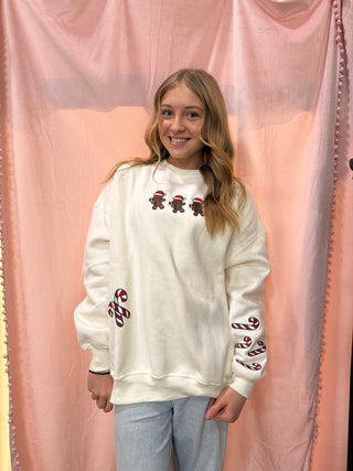 Ivory Gingerbread Recipe Christmas Embroider Sweatshirt