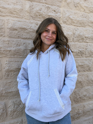 Lace Trim Gray Hoodie