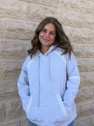 Lace Trim Gray Hoodie