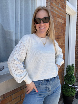 Whitney Crochet Sweater White