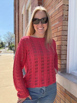 Azura Crochet Sweater Persimmon