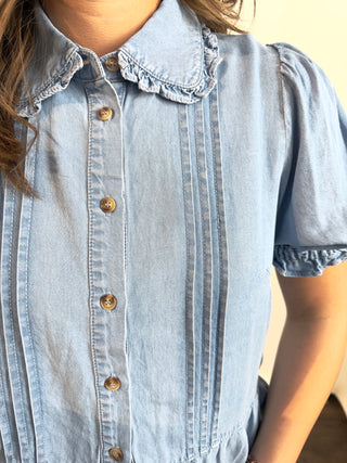 Light Wash Denim Peter Pan Top