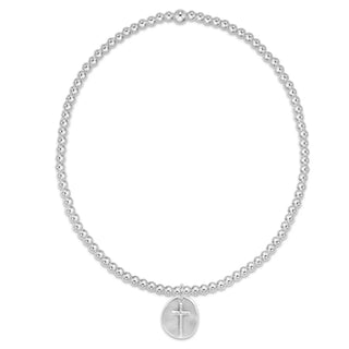 Classic Sterling 2mm Bracelet w/Inspire Cross Disc enewton