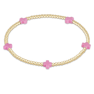Signature Cross 2mm Gold Pink enewton