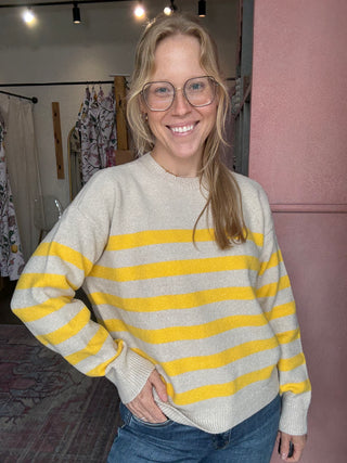 Carlyle Crewneck Sweater Yellow Stripe