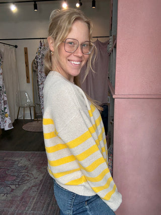 Carlyle Crewneck Sweater Yellow Stripe