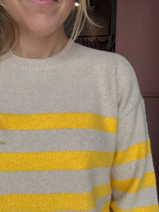 Carlyle Crewneck Sweater Yellow Stripe