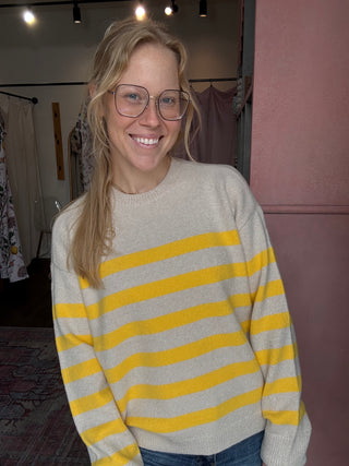 Carlyle Crewneck Sweater Yellow Stripe