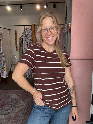 Foundation Stripe Tee Sandalwood
