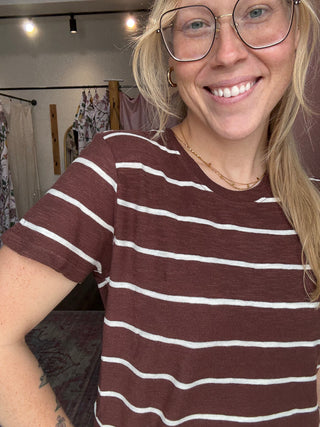 Foundation Stripe Tee Sandalwood