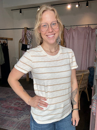 Foundation Stripe Tee Biscuit