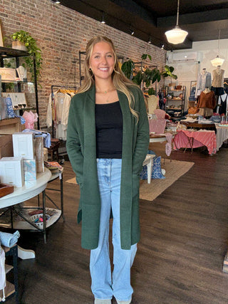 Callie Long Cardigan Pine