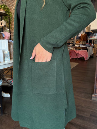 Callie Long Cardigan Pine
