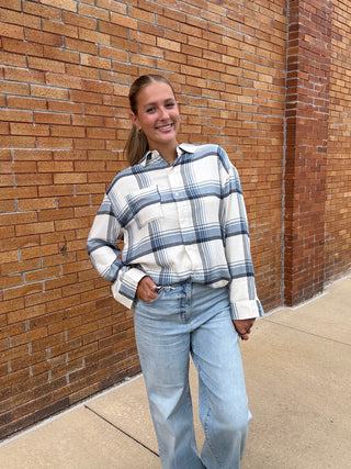 River Plaid Top Vintage Indigo