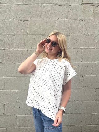 Super Soft Polka Dot Relaxed Top Ivory