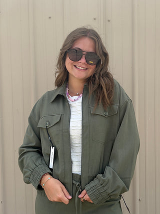 Zip Front Jacket Martini Olive by Liverpool