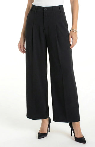 Wide Leg Pleated Trouser Black by Liverpool