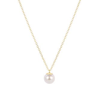 16" NECKLACE GOLD - CLASSIC PEARL 8MM CHARM