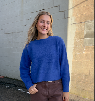 Fuzz Crewneck Sweater Cobalt Blue by Daze