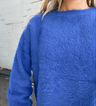 Fuzz Crewneck Sweater Cobalt Blue by Daze