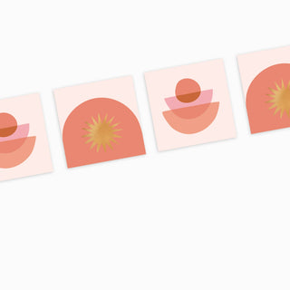 Decorative Matchbox – Pink Geometric Shapes with Gold Foil