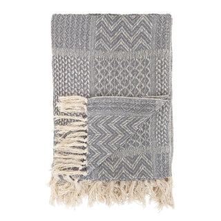 Gray & Ivory Patterned Knit Throw Blanket