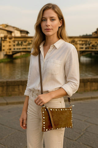 Uniles suede leather handbag