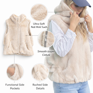 Real Feel Faux Mink Fur Hooded Vest