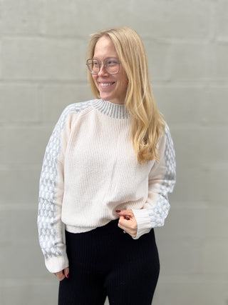 Ivory Honecomb Mock Neck Sweater