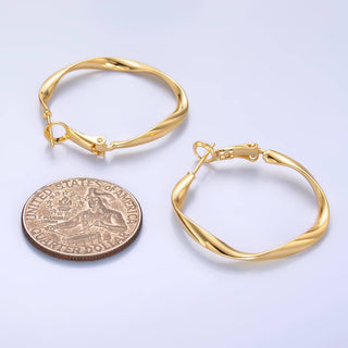 Dainty Gold Twisted Hinge Hoop Earrings
