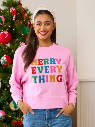 "MERRY EVERYTHING" RELAXED SWEATSHIRT,CANDY PINK