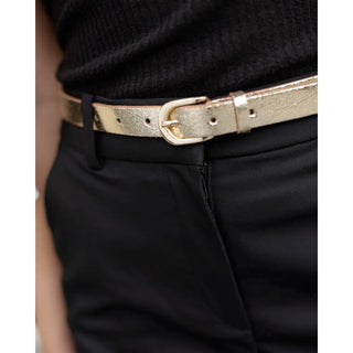 Eva metallic leather belt in gold by Amsterdam Heritage