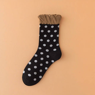 Polka Dot Lace Sweet Bubble Style Fashion Socks_CWMS02783