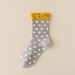 Polka Dot Lace Sweet Bubble Style Fashion Socks_CWMS02783