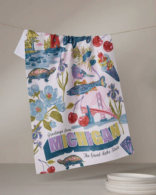 Greetings From Michigan Tea Towel