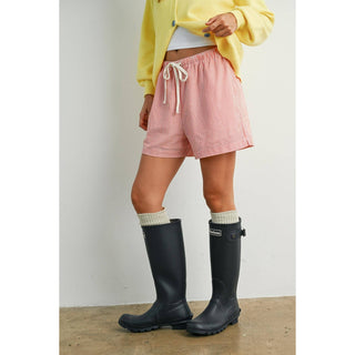Casual Striped Drawstring Shorts - BMP7940: YELLOW MULTI / M