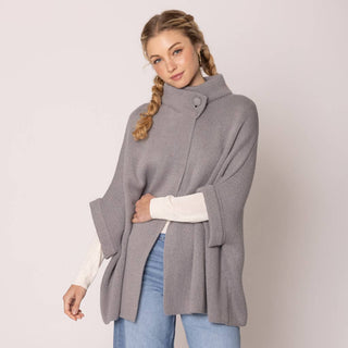 Solid Color Neck Button 3/4 Sleeve Cardigan