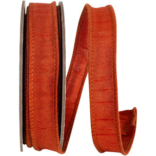Dupioni Supreme Wired Edge Ribbon, Rust, 7/8 In, 10 Yards